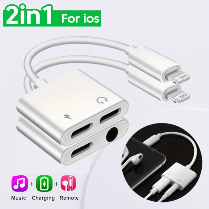 Audio And Music Splitter - Dual‑Port 2‑in‑1 Lightning Splitter, Support Charging,